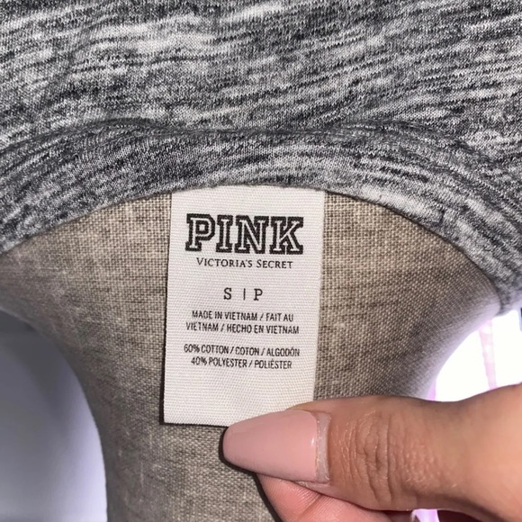 Pink VS heathered grey blinged out tank top Sz S - Picture 5 of 12